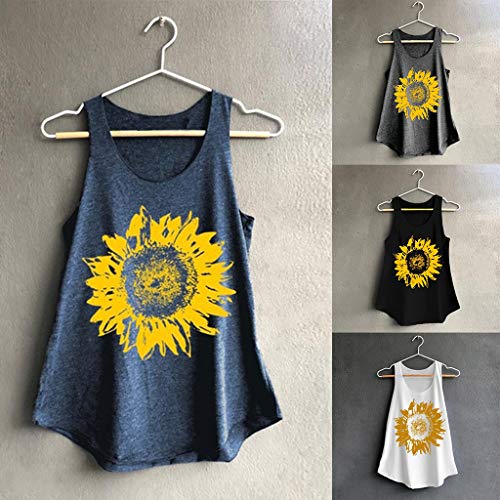 Comfortable Sweet Simple Sport Vest Tank Top Yoga Woman Sunflower Print Tops Sports Racerback Tank Top Elastic T-Shirt Sleeveless Vest for Fitness Gym Toponly - Thumbnail 2
