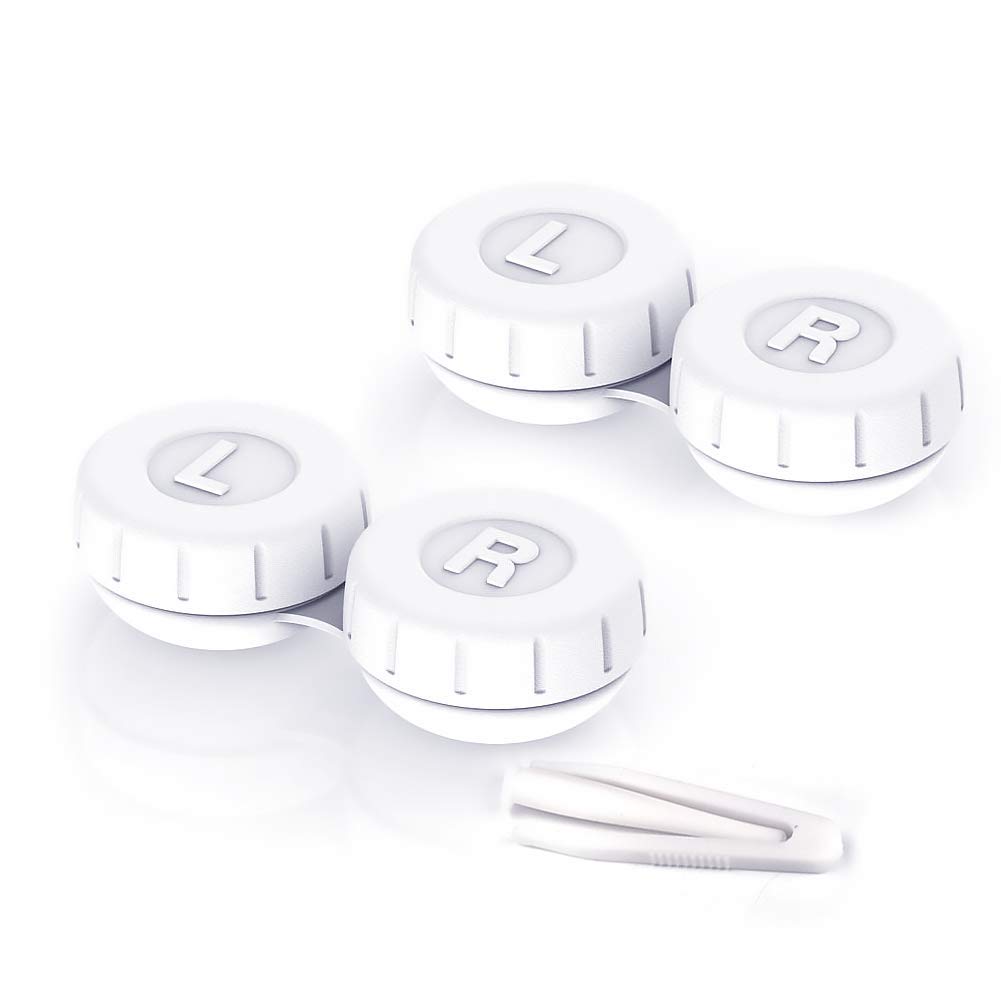 Photo 1 of 2 Pack Contact Lens Case for Ofone Contact Lens Cleaner Machine, Portable Soaking Container Replacement with Contact Lenses Remover Tool and Tweezers (White)