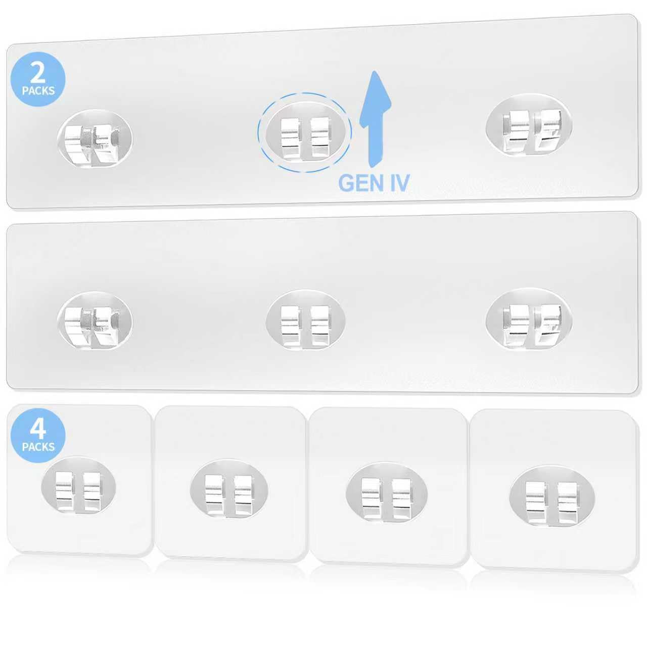 IOMDRWU Elegant Shower Caddy Adhesive Replacement, 6 PCS Strong Waterproof Adhesive Hooks and Strips for Shower Shelf and Bathroom Storage Shelves, No Drilling Also Fit Kitchen Rack