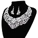 Yuhuan Women Alloy and Crystal Butterfly Necklace and Earring Set Color (Silver)