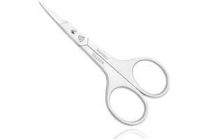 SILLVER Nail Scissors Curved - Professional Eyebrow Scissors for Women and Men, Facial Hair Small Grooming Scissors for Nail, Eyebrows, Nose Hair, Mustache, Beard, Eyelashes, Dry Skin - Manicure Scissors