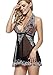 Ruzishun Lingerie for Women Babydoll Floral Lace Chemise with G-String