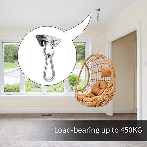 Ulikey Deckenhaken Hängesessel, 450KG Kapazität Edelstahl Deckenhaken Schaukelhaken Aufhängung Haken für Beton Holz Sets… – Bild 6