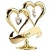 24K Gold Dipped Love” Ornament, Two Hearts with Dangling Crystals, Above a “Love” Inscribed Banner, in Gift Ready Box, Gift Idea for Valentine's Day, Birthday, Mother's Day, Anniversary, Christmas