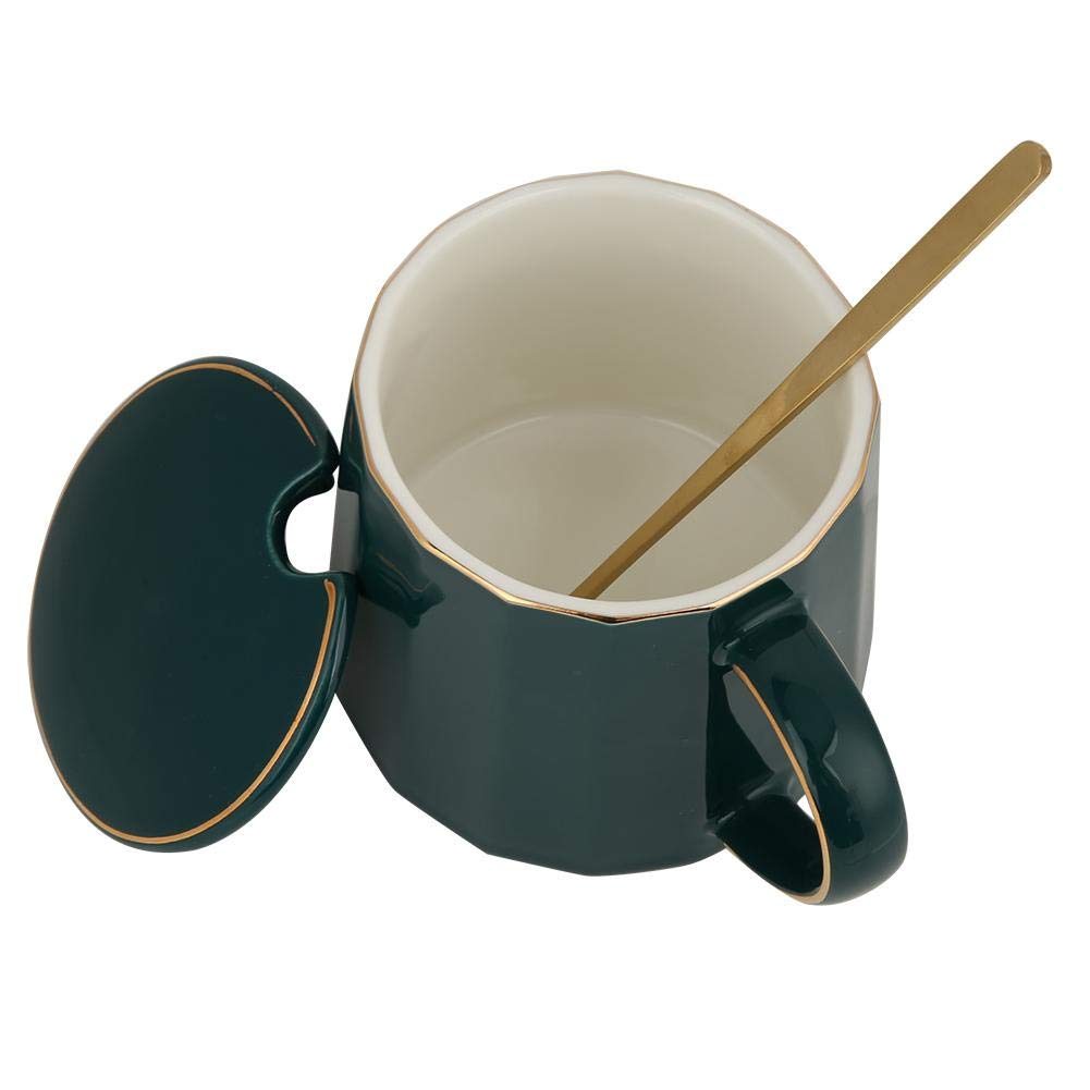Atyhao Ceramic Cup, Cute Coffee Mug Milk Tea Cup with Lid Spoon for Home Office, Gift, Novelty Drinkware Coffee Mug Cup