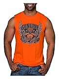 Harley-Davidson Men's Assertive Wing V-Twin Sleeveless Muscle Tee, Bright Orange