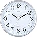 HITO Silent Wall Clock Non Ticking 10 inch Excellent Accurate Sweep Movement Glass Cover, Modern Decorative for Kitchen, Living Room, Bathroom, Bedroom, Office, Classroom (Silver)