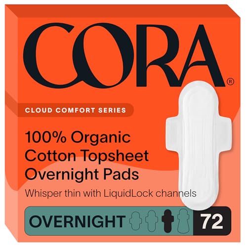 Cora 100% Organic Cotton Topsheet Pads (72 Overnight Pads)