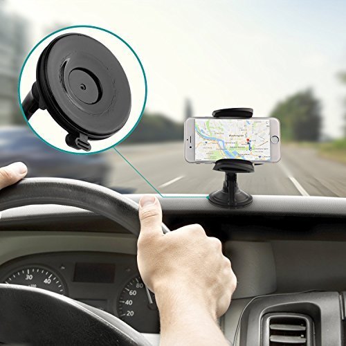AUKEY Car Phone Mount, Washable Strong Suction Phone Holder with Quick Release Button for iPhone 8/8 Plus / 7/7 Plus, Samsung and More