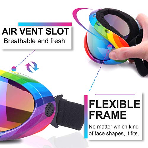 Rngeo Ski Goggles, Pack of 2, Snowboard Goggles for Kids, Boys & Girls, Youth, Men & Women, with UV 400 Protection, Wind Resistance, Anti-Glare Lenses, 2018 New Edition - Thumbnail 2
