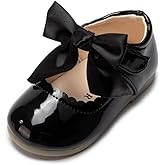 Fromosa Toddler Girls Mary Jane Dress Shoes Ballet Flats Little Girls Soft Slip-On Bowknot Princess Shoes Wedding Party Casual Walking School Uniform Moccasins Baptism Shoes