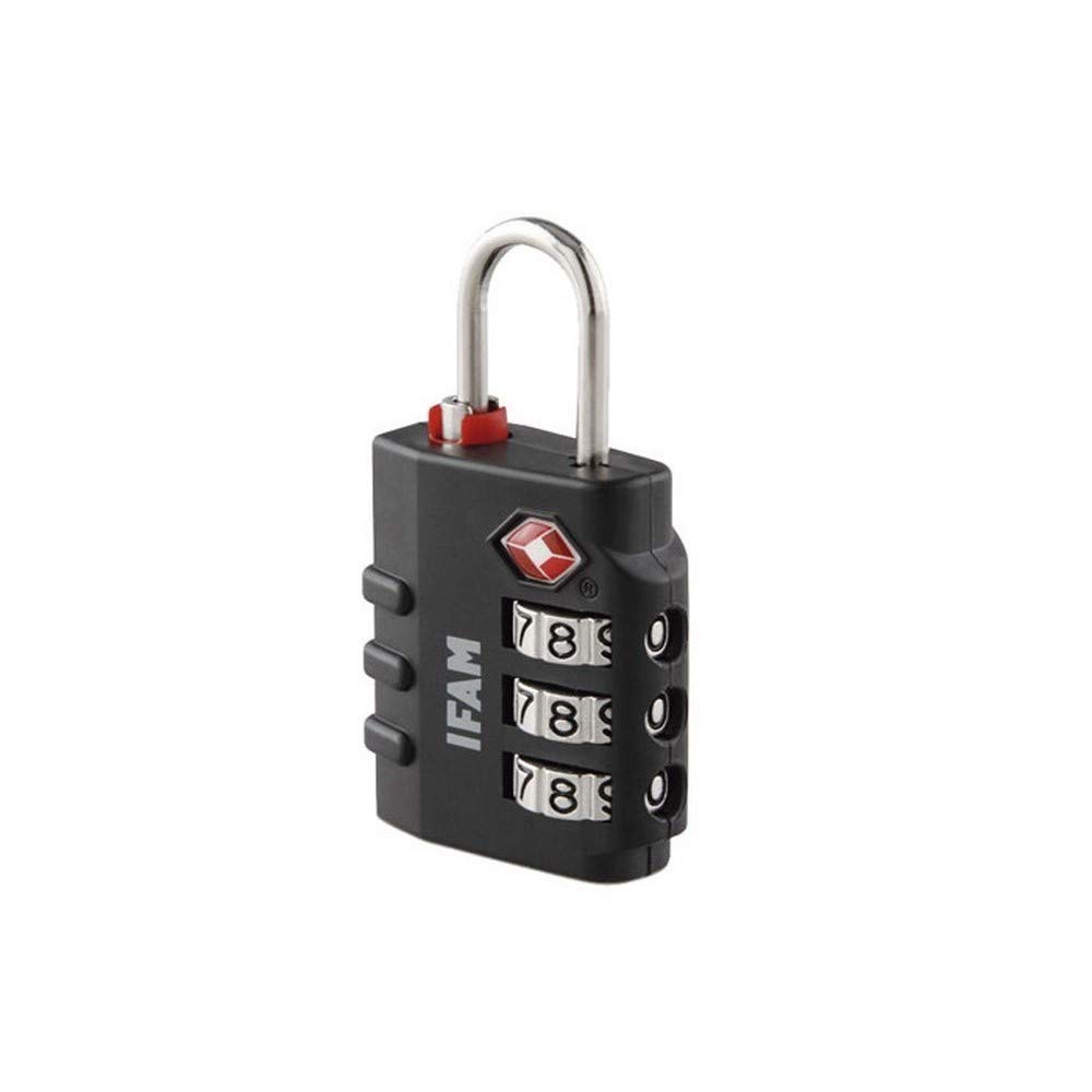Ifam TrypLock35 TSA Combination Padlock, Black, Maximum Security, Smoothness of Rollers, with Key and More Than 1,000 Combinations, Ideal for Suitcases, Bags, Briefcases and Luggage
