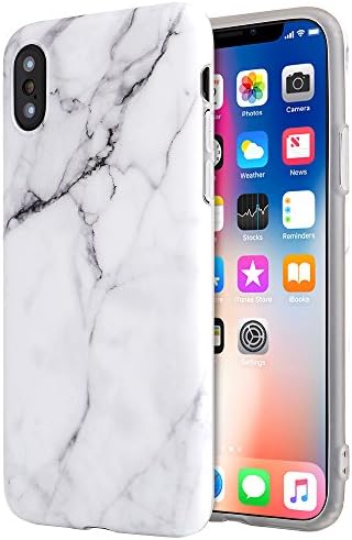 iPhone X Case, LOEV Slim Fit White Marble Design iPhone 10 Case, Matte Soft TPU Gel Silicone Cover with Clear Bumper Anti-Scratch Phone Case for Apple iPhone X (2017) 5.8 inch - White Marble Pattern