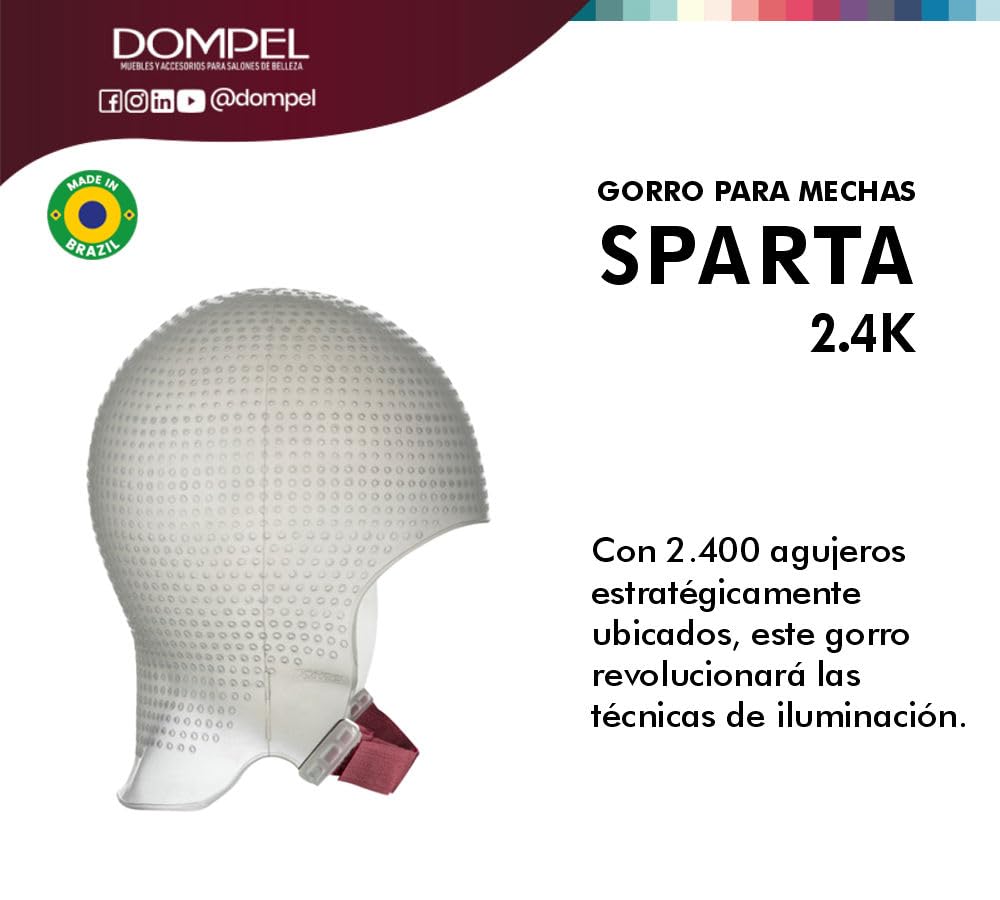DOMPEL Sparta 2.4K Silicone Highlight Hair Cap, White | Perfect Highlights | 2,400 Strategically Positioned Holes | Curved Design for a Perfect Fit | Reusable