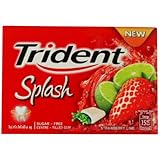 Trident Splash Chewing Gum Strawberry Lime Flavor Sugar Free Dental Health Net Wt 17.1 G (9 Pellets) X 2 Boxes