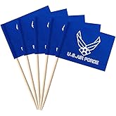 stidsds 100 Pcs American US Air Force Wings Flag Air Force Wings Toothpick Flags Mini Small USA Military Cupcake Toppers Stick Flags Banner Army Party Cocktail Fruit Decoration