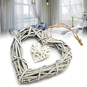 Corazón de mimbre Vanker para colgar, guirnalda de decoración para hogar, bodas y fiestas