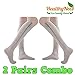 HealthyNees 2 Pairs Set Combo Closed Toe 15-20 mmHg Zipper Compression Socks Leg Fatigue Calf Circulations Support Grey