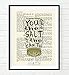You Are the Salt of the Earth, Matthew 5:13, Christian Art Print, Unframed, Vintage Bible Verse Scripture Page, Inspirational Wall Decor Poster Gift, 8x10 Inches