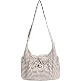 Korean Style Plaid Casual Shoulder Bag, Lightweight Checkered Crossbody Bag with Adjustable Strap, Cotton Quilted Fabric