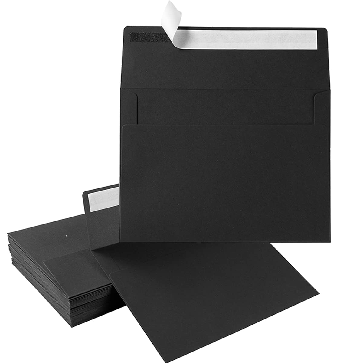 Pack of 50 Coloured Envelopes Self-Adhesive Envelopes for Wedding Party Greeting Cards Announcements Photos 13 x 18 cm (Black)