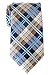 Retreez Elegant Plaid Check Woven Microfiber Men's Tie - Navy Blue and Khaki