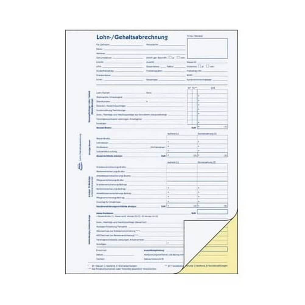 Avery Zweckform 1759 Kind/Payroll Book Carbonless A4 Carbonless 2 x 40 Sheets, Set of 1, White/Yellow