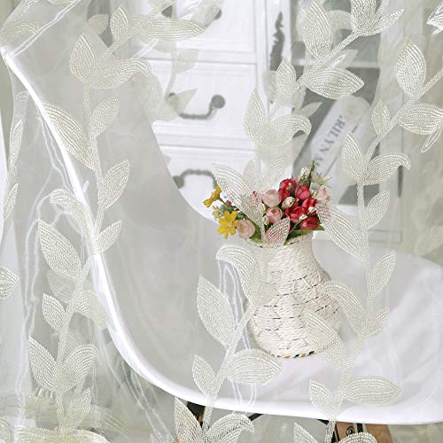 Norbi Willow Voile Tulle Room Window Curtain Sheer Voile Panel Drapes Curtain 39.4'' x 78.8" L (Beige)