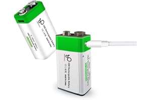 LANKOO Rechargeable 9V Batteries 1.5V 650mAh USB Lithium ion Rechargeable 9V Battery with USB Type C Charging Cable, High Capacity Fast Charge, 1200 Cycles Constant Output, Over-Charge Protection,2-Pack