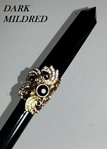 ROTA Magic Wand: 'Dark Mildred' 18" Copper, Volcanic Obsidian, Double Terminated Black Enamel Alchemy Wagic wand