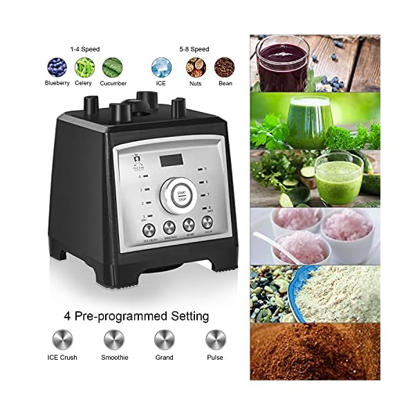 Blender-Smoothie-Makers-2000W-Food-Processor-with-8-Adjustable-Speed-4-Preset-Programs-Removable-Stirring-Rod-2-Litre-BPA-Free-Jug-8-Sharp-Blades-with-30000-RPM-High-Speed-for-Ice-Nut-Fruit-Vegetable Blender Smoothie Makers 2000W Food Processor with 8 Adjustable Speed 4 Preset Programs Removable Stirring Rod 2 Litre…