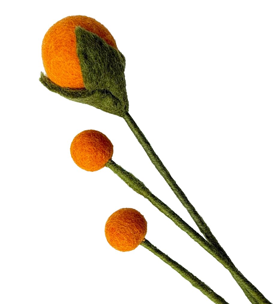 your castle Felt Flowers Handmade Decorative Flowers for Custom Creations, Sustainable Gift, Fair Trade, Realistic Artificial Flowers, Pack of 3 in Orange — image 1