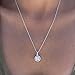 Cate & Chloe Blake 18k White Gold Halo Pendant Necklace with Round Cut Simulated Diamond Crystals, Hypoallergenic Jewelry for Women, Gift for Her