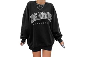 Langwyqu Women's Oversized Sweatshirt Los Angeles California Crewneck Long Sleeve Casual Loose Pullover Tops