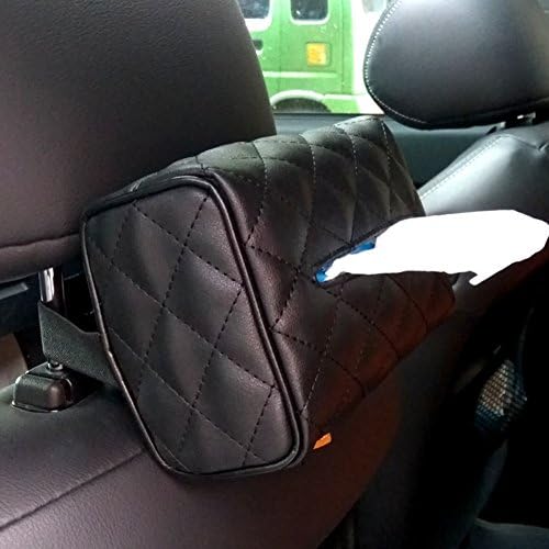 UUOUU Car Tissue Box Black PU Leather Vehicle Paper Holder Sun Visor Napkin Box Auto Tissue Cover Holder