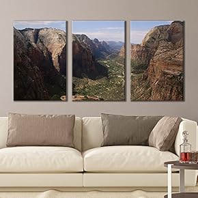3 Panel Canvas Wall Art - Majestic Natural Landscape Triptych Canvas Series - Serene Valley Canyon - Giclee Print Gallery Wrap Modern Home Art Ready to Hang - 16"x24" x 3 Panels