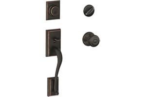 SCHLAGE Addison Single Cylinder Handleset and Georgian Knob, Aged Bronze (F60 ADD 716 GEO)