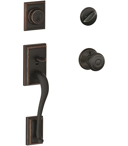 Schlage F60 V CAM 716 GEO Camelot Front Entry Handleset with