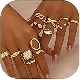 Airvess Gold Knuckle Rings for Women Trendy, Vintage Stackable Rings 14k Gold Plated Rings Sets Dainty Joint Finger Midi Ring Cute Rings Pack Festival Jewelry Gift