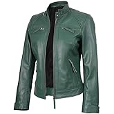 Decrum Real Womens Leather Jacket - Cafe Racer Style Leather Jackets for Women