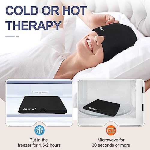 EXQUISLIFE Migraine Headache Relief Cap, Gel Ice Head Wrap, Hot and Cold Therapy, Headache Eyes Mask for Sinus, Puffy Eyes, Tension and Stress Relief (Black)