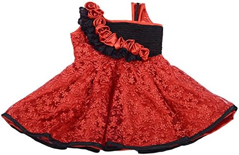 UNNATI RED&BLACK LACE FROCK FOR GIRLS
