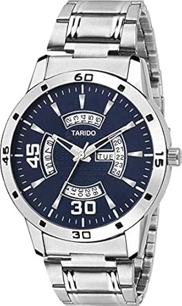 Analogue Black Dial Day and Date Display Water Resistant Stainless Steel Bracelet Watch for Men/Boys (TD1928SM04)