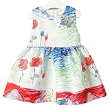 Kidscool Girls Sleeveless Graffiti Casual Dress with Embroidery Butterfly