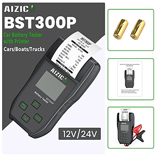 AIZICO Car Battery Tester with Printer, 12V/24V Automotive Alternator Load Tester, 100-2000 CCA Car Cranking and Charging System Analyzer Scan Tool for Heavy Duty Trucks, Cars, Motorcycles