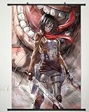 Home Decor Anime Attack on Titan Shingeki no Kyojin Cosplay Wall Scroll Poster Fabric Painting Mikasa Ackerman 23.6 X 35.4 Inches-128