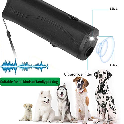 image for MEIREN Improved Handheld Dog Trainer, 3 in 1 Ultrasonic Dog Repellent 