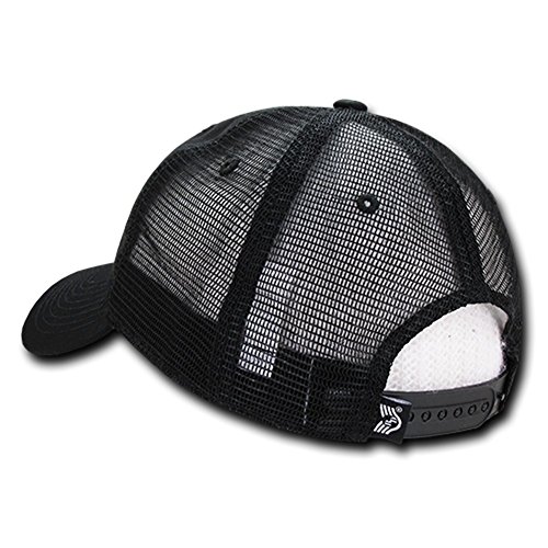 Soft Fit American Flag Embroidered Cotton Trucker Mesh Back Cap - Black