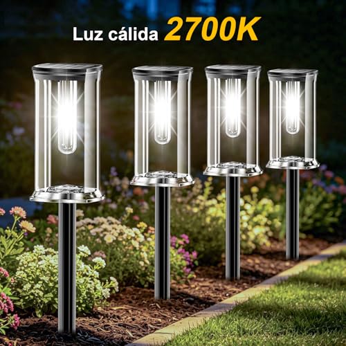 SOLARBABY Pack of 12 LED Solar Lights Outdoor Garden, IP65 Outdoor Solar Lights with Twilight Sensor and Auto Ignition, Solar Lighting for Path, Garden, Terrace and Sidewalk, Cold White Light