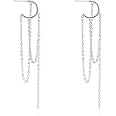 SLUYNZ 925 Sterling Silver Dangle Earrings Tassel for Women Elegant Dangling Earrings Chain Threader Earrings